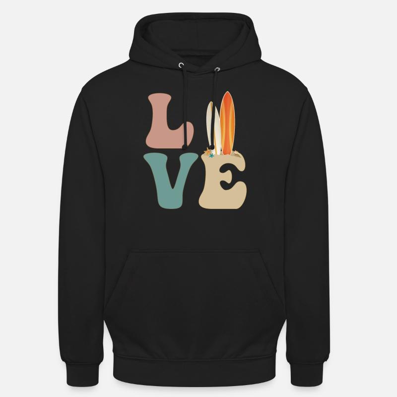 LOVE Surfer Surf à Hawaï - Sweat-shirt à capuche unisexe - noir