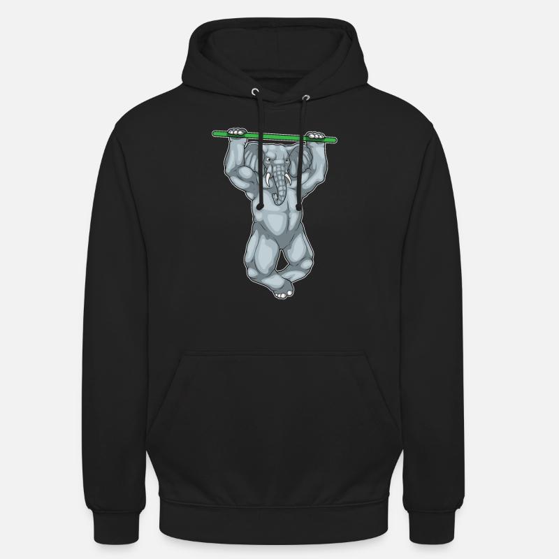 Elephant Bodybuilder Pull-Ups Musculation - Sweat-shirt à capuche unisexe - noir
