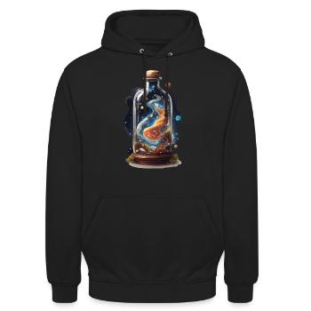 Univers en bouteille Esthétique de Style Bohème - Sweat-shirt à capuche unisexe - noir - Devant - Alina (178cm) & Michal (187cm)