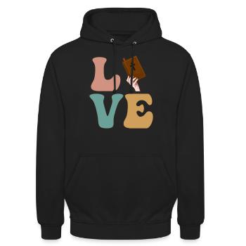 AMOUR Bible Pasteur Chrétien Religieux - Sweat-shirt à capuche unisexe - noir - Devant - Alina (178cm) & Michal (187cm)