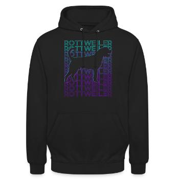 Rottweiler Hund Retro - Unisex Hoodie - Schwarz - Vorne - Alina (178cm) & Michal (187cm)