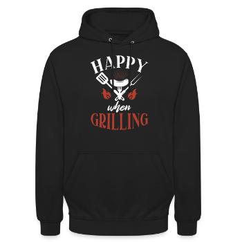 Grill Barbecue Grilling - Unisex Hoodie - Schwarz - Vorne - Alina (178cm) & Michal (187cm)