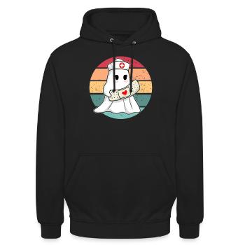 Boo Boo Crew Krankenschwester Halloween Krankensch - Unisex Hoodie - Schwarz - Vorne - Alina (178cm) & Michal (187cm)