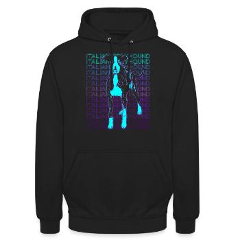 Lévrier Italien Chien Rétro - Sweat-shirt à capuche unisexe - noir - Devant - Alina (178cm) & Michal (187cm)