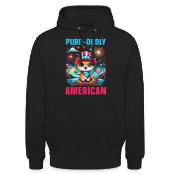 4. Juli-katze Patriotisch, 4. Juli, Usa-flagge. - Unisex Hoodie - Schwarz - Vorne - Alina (178cm) & Michal (187cm)