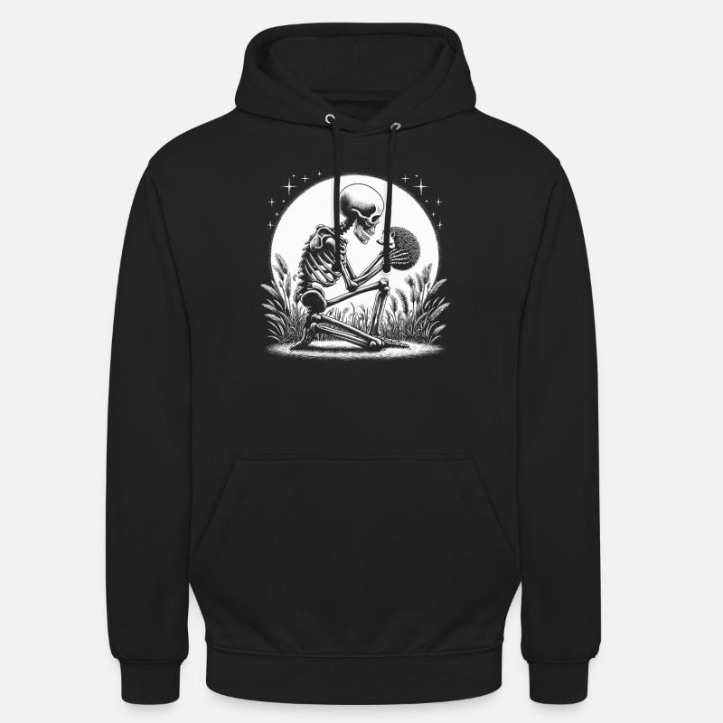 Skelett hält einen stacheligen Igel - Unisex Hoodie - Schwarz