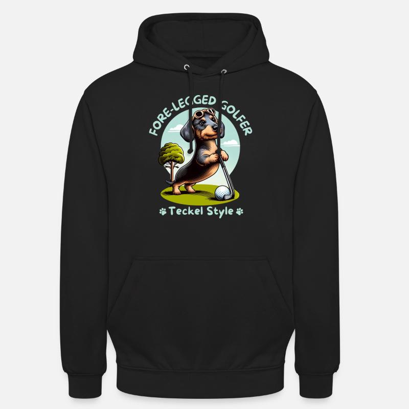 Dackelliebhaber Geschenkidee. Dackel Golfer - Unisex Hoodie - Schwarz