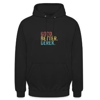 Cool guys are called derek - Unisex Hoodie - Schwarz - Vorne - Alina (178cm) & Michal (187cm)