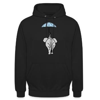 Elephant with Umbrella Elephants - Unisex Hoodie - Schwarz - Vorne - Alina (178cm) & Michal (187cm)