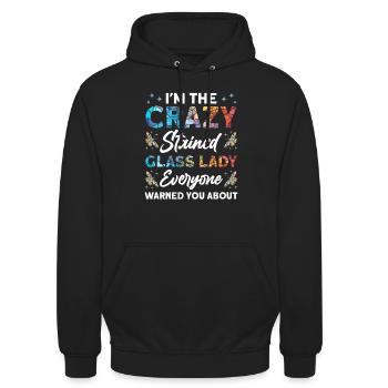 Lustiger Buntglas-künstler - Unisex Hoodie - Schwarz - Vorne - Alina (178cm) & Michal (187cm)