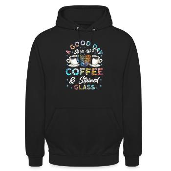 Lustiger Buntglas-künstler - Unisex Hoodie - Schwarz - Vorne - Alina (178cm) & Michal (187cm)