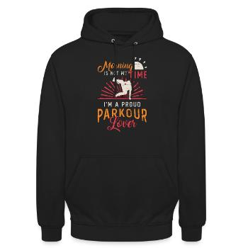 Le matin des amateurs de parkour n’est pas mon heure de freerunning - Sweat-shirt à capuche unisexe - noir - Devant - Alina (178cm) & Michal (187cm)