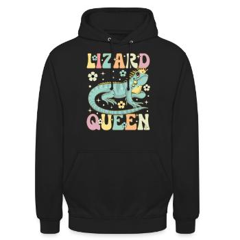 Reine Lézard Groovy Barbu Dragon Lézard Amoureux - Sweat-shirt à capuche unisexe - noir - Devant - Alina (178cm) & Michal (187cm)