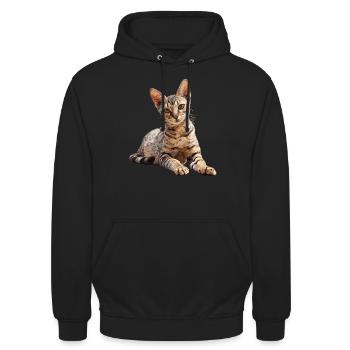 Egyptian Mau Kätzchen Katze Ägyptische Mau - Unisex Hoodie - Schwarz - Vorne - Alina (178cm) & Michal (187cm)
