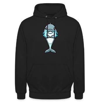Delfin Emoticon - Unisex Hoodie - Schwarz - Vorne - Alina (178cm) & Michal (187cm)