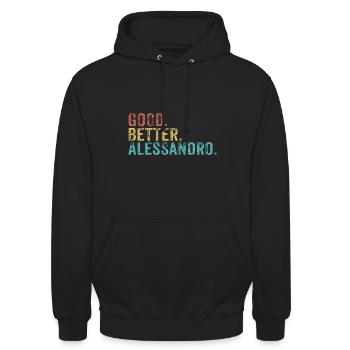 Cool guys are called alessandro - Unisex Hoodie - Schwarz - Vorne - Alina (178cm) & Michal (187cm)