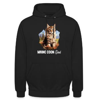 Maine Coon Kätzchen Maine Coon Katze - Unisex Hoodie - Schwarz - Vorne - Alina (178cm) & Michal (187cm)