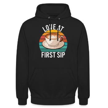 Coffee Gifts - Unisex Hoodie - Schwarz - Vorne - Alina (178cm) & Michal (187cm)