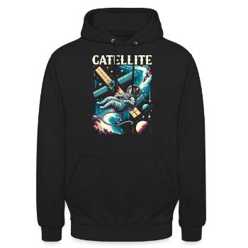 Astronaut Cosmonaut Cat - Unisex Hoodie - black - Front - Alina (178cm) & Michal (187cm)