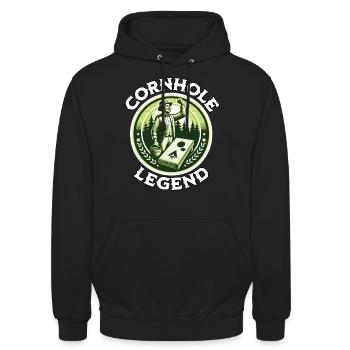 Cornhole Beanbag Sackloch - Unisex Hoodie - Schwarz - Vorne - Alina (178cm) & Michal (187cm)