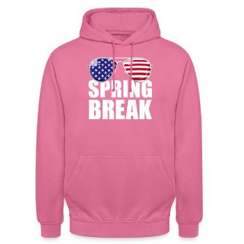 Frühlingsferien, patriotische USA-Flagge, Frühling - Unisex Hoodie - Pink - Vorne - Alina (178cm) & Michal (187cm)