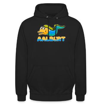 Albert Name, Aalbert Outfit zum Namenstag mit - Unisex Hoodie - Schwarz - Vorne - Alina (178cm) & Michal (187cm)