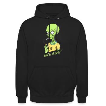 Lustiger Außerirdischer Spruch Aber Ist Es Kunst - Unisex Hoodie - Schwarz - Vorne - Alina (178cm) & Michal (187cm)