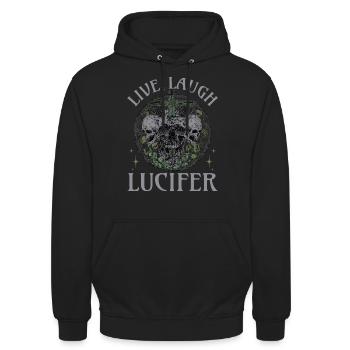 Live Love Luzifer Goth Festival Death Metal - Unisex Hoodie - Schwarz - Vorne - Alina (178cm) & Michal (187cm)