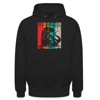 Rétro Komodo Dragon propriétaire, faune, - Sweat-shirt à capuche unisexe - noir - Devant - Alina (178cm) & Michal (187cm)