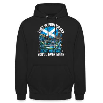 Edinburgh Schottland Großbritannien - Unisex Hoodie - Schwarz - Vorne - Alina (178cm) & Michal (187cm)