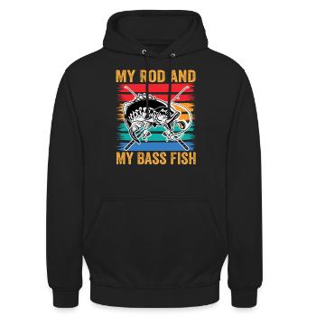 Meine Rute und mein Barschfisch - Unisex Hoodie - Schwarz - Vorne - Alina (178cm) & Michal (187cm)
