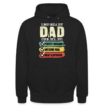 Papa Illustrator Vatertag - Unisex Hoodie - Schwarz - Vorne - Alina (178cm) & Michal (187cm)