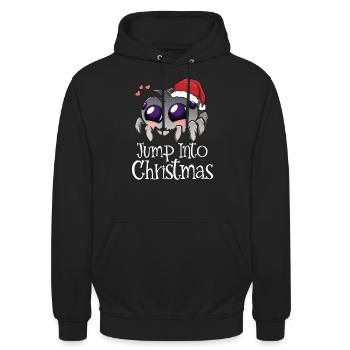 Springen Sie in die weihnachtliche Haustier-Spoode - Unisex Hoodie - Schwarz - Vorne - Alina (178cm) & Michal (187cm)