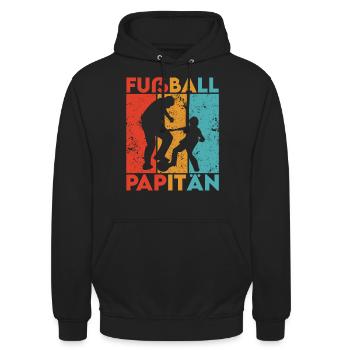 Fußball Papitän Fußballer Trikot Papa Vatertag - Unisex Hoodie - Schwarz - Vorne - Alina (178cm) & Michal (187cm)