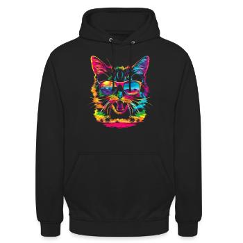 Lunettes de soleil American Shorthair Dog Pop Art - Sweat-shirt à capuche unisexe - noir - Devant - Alina (178cm) & Michal (187cm)