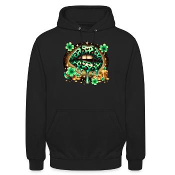 Irish Lips St Patricks Day - Unisex Hoodie - Schwarz - Vorne - Alina (178cm) & Michal (187cm)