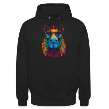 Capybara Capibara Sonnenbrille Pop Art - Unisex Hoodie - Schwarz - Vorne - Alina (178cm) & Michal (187cm)