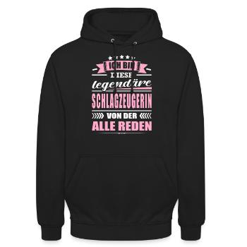 Ich Bin Diese Legendäre Schlagzeugerin Musikerin - Unisex Hoodie - Schwarz - Vorne - Alina (178cm) & Michal (187cm)
