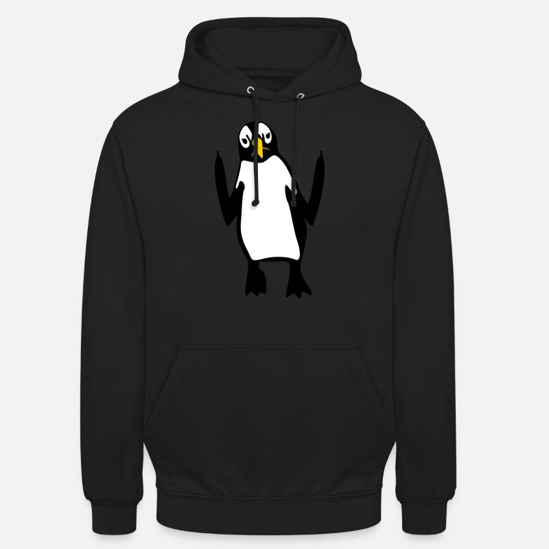 Grumpy Penguins Middle Finger Penguin - Unisex Hoodie - Schwarz
