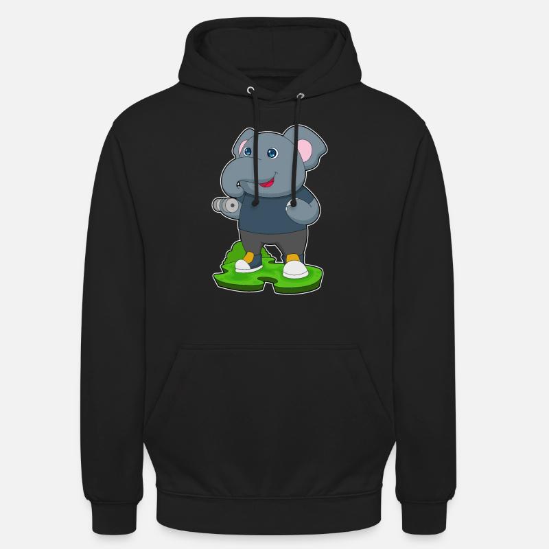 Haltère de musculation éléphant - Sweat-shirt à capuche unisexe - noir