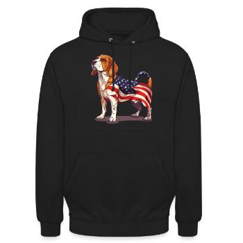 Beagle Dog 4th of July American Flag Beagle Gifts - Unisex Hoodie - Schwarz - Vorne - Alina (178cm) & Michal (187cm)