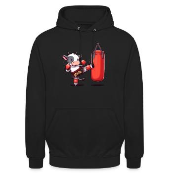 Muay Thai Boxing, Thai Boxing Kickboxen Kickboxer - Unisex Hoodie - Schwarz - Vorne - Alina (178cm) & Michal (187cm)