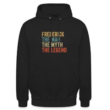 Frederick the man the myth - Unisex Hoodie - Schwarz - Vorne - Alina (178cm) & Michal (187cm)