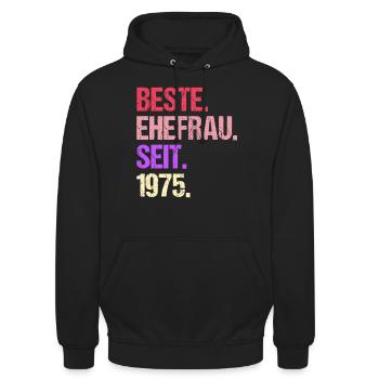 Valentinstag Beste Ehefrau Seit 1975 - Unisex Hoodie - Schwarz - Vorne - Alina (178cm) & Michal (187cm)