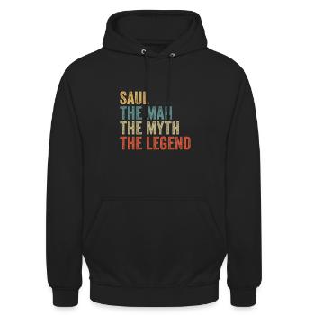 Saül l’homme, le mythe - Sweat-shirt à capuche unisexe - noir - Devant - Alina (178cm) & Michal (187cm)