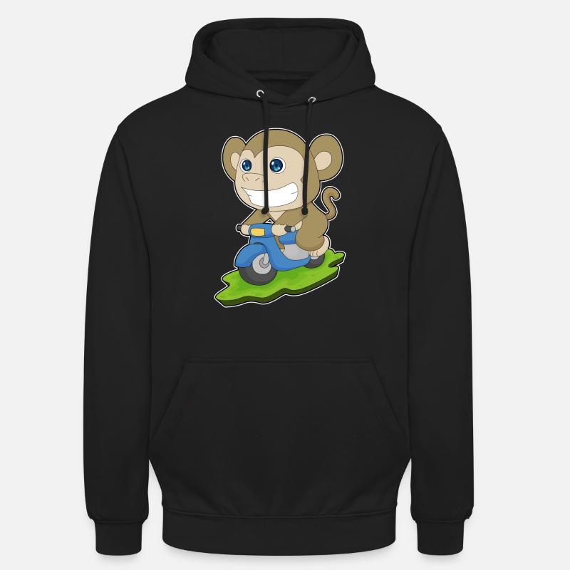 Affe Motorroller - Unisex Hoodie - Schwarz