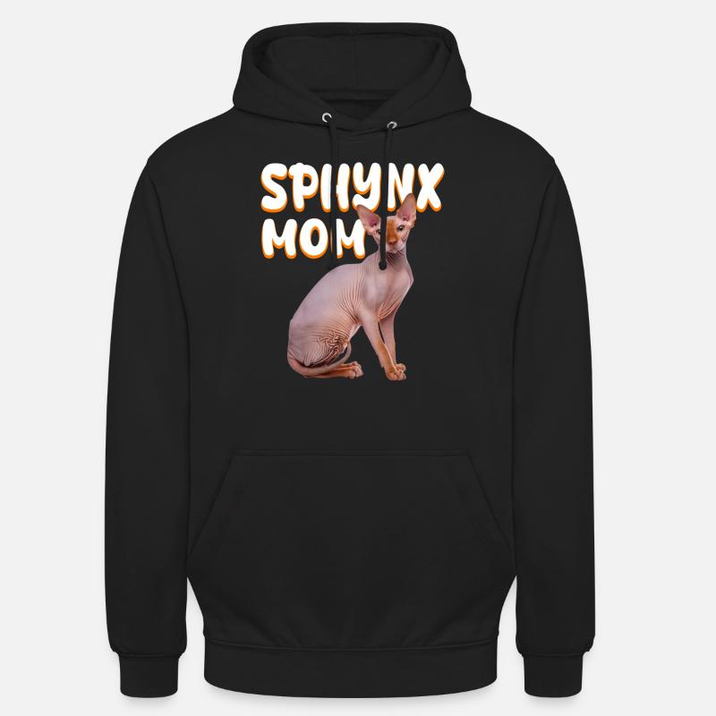 Sphynx katte mor, kat elsker nøgen kat - Hættetrøje unisex - sort
