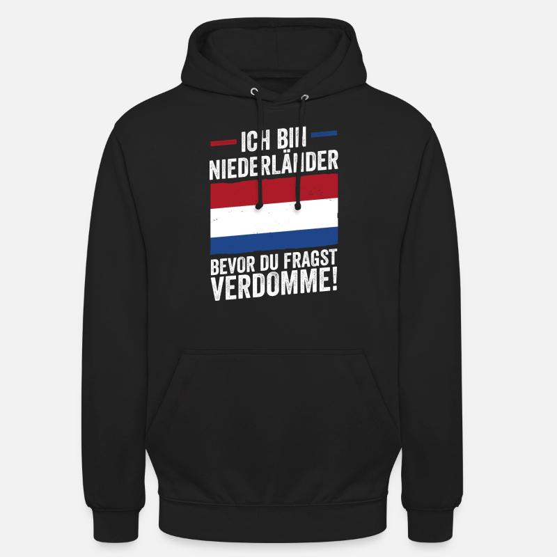 Pays-Bas Pays-Bas Pays-Bas - Sweat-shirt à capuche unisexe - noir