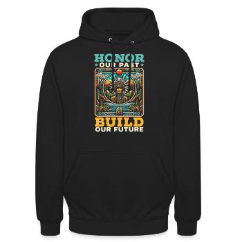 Indianischer Cherokee-apache-stamm Indianer - Unisex Hoodie - Schwarz - Vorne - Alina (178cm) & Michal (187cm)