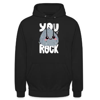 Tu assures! Jeu de mots sur la pierre - Sweat-shirt à capuche unisexe - noir - Devant - Alina (178cm) & Michal (187cm)
